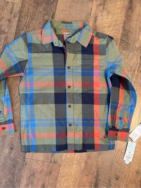 Cat & Jack Olive, Navy & Red Plaid Button-Down Shirt